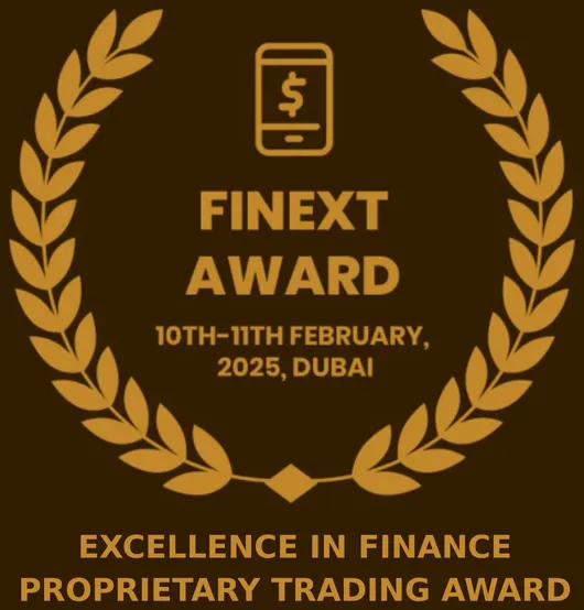 FINEXT Award - Excellence in Finance - Proprietary Trading, Dubai, Feb 2025, awarded to SFX Funded